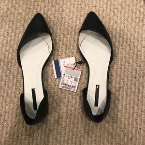 NWT Black Zara PVC Flats | Size 38